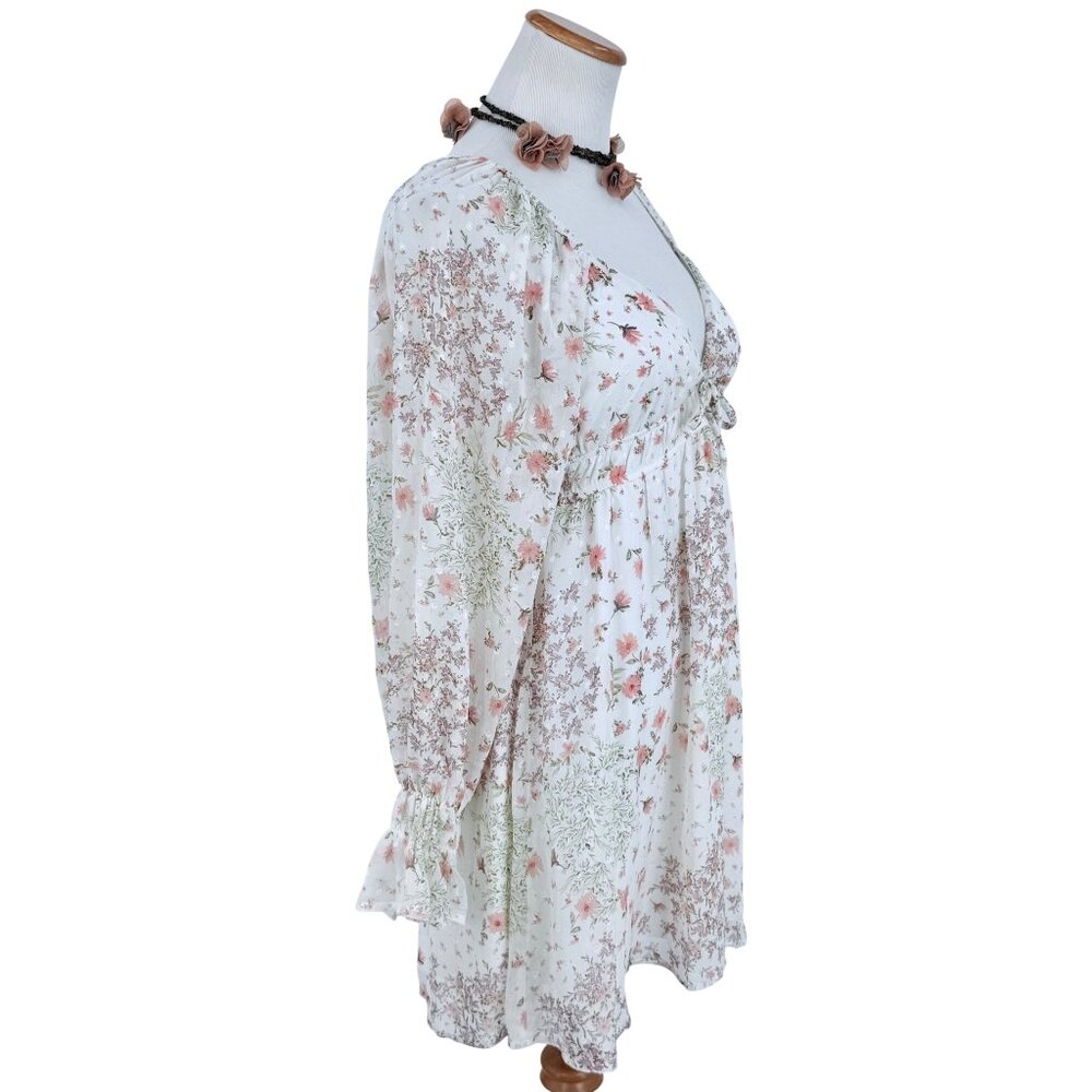Francesca’s Floral Empire Waist Babydoll Dress M | Cottagecore Coquette Dollette - Picture 6 of 16